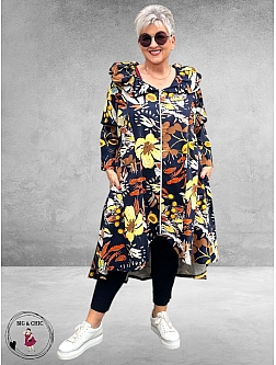 AKH Jas High/Low Blauw/Flowers